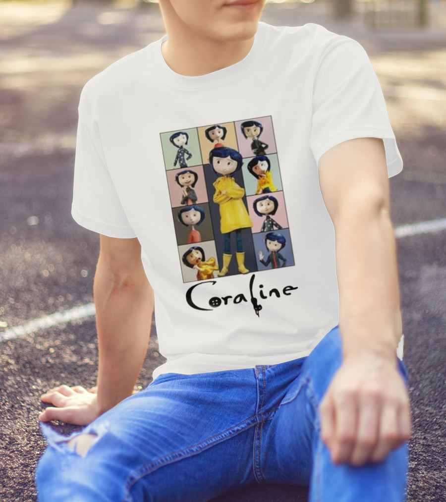 Coraline Cartoon Character Era Tour Halloween Collage T-Shirt
