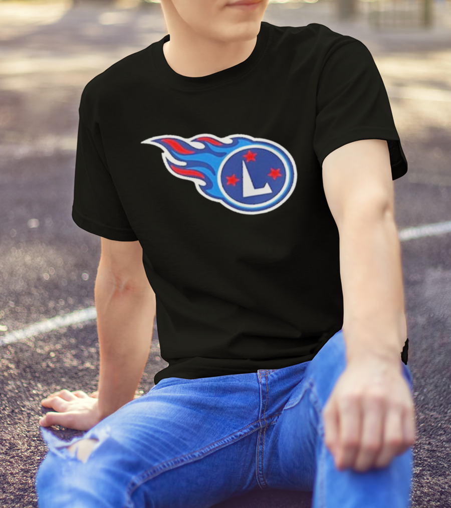 Funny Ahh Tees Tennessee Titans Fire L логотип T-Shirt