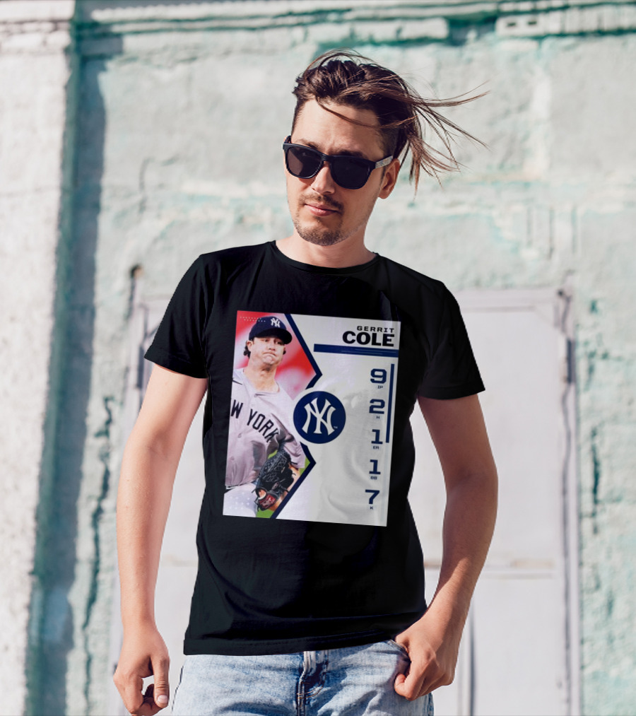Gerrit Cole New York Yankees Pitching Performance 9 IP 2 H 1 ER 1 BB 7 K T-Shirt