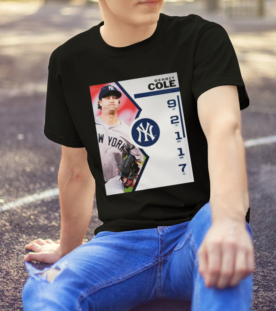 Gerrit Cole New York Yankees Pitching Performance 9 IP 2 H 1 ER 1 BB 7 K T-Shirt