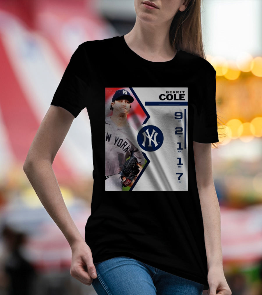 Gerrit Cole New York Yankees Pitching Performance 9 IP 2 H 1 ER 1 BB 7 K T-Shirt