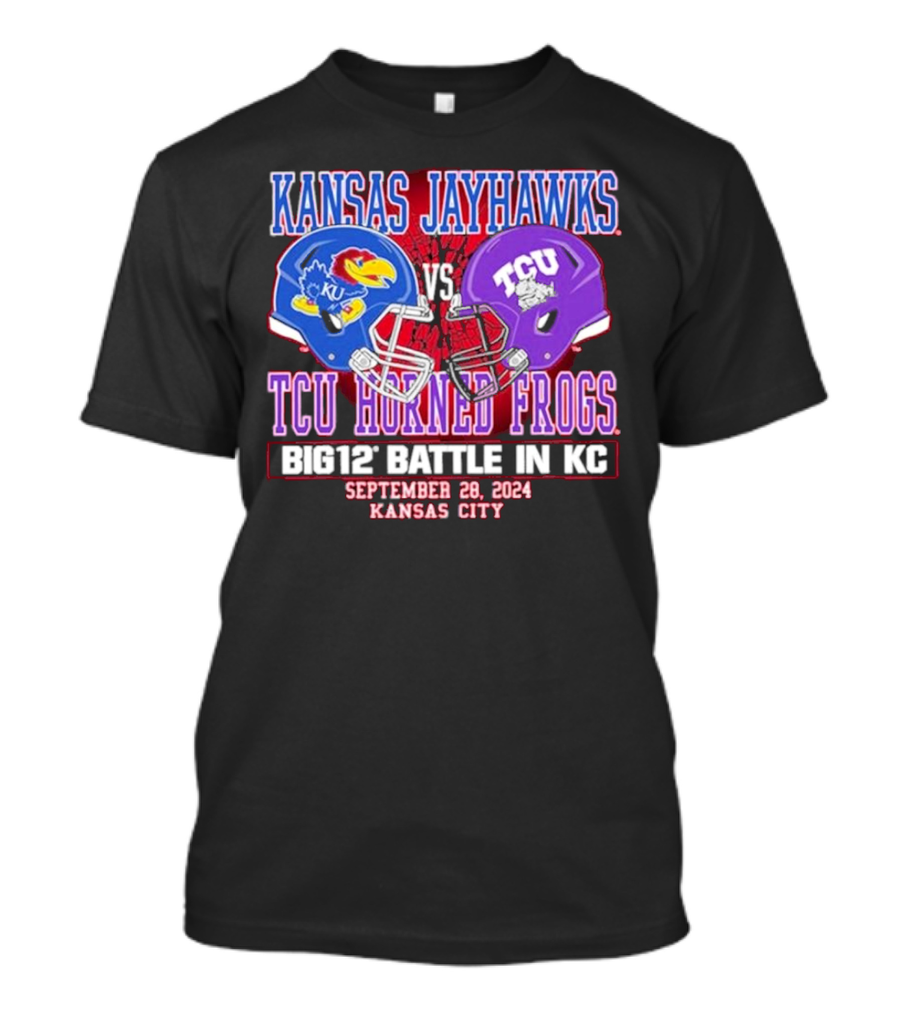 Kansas Jayhawks Vs TCU Horned Frogs Big 12 Battle In Kansas City September 28, T-Shirt