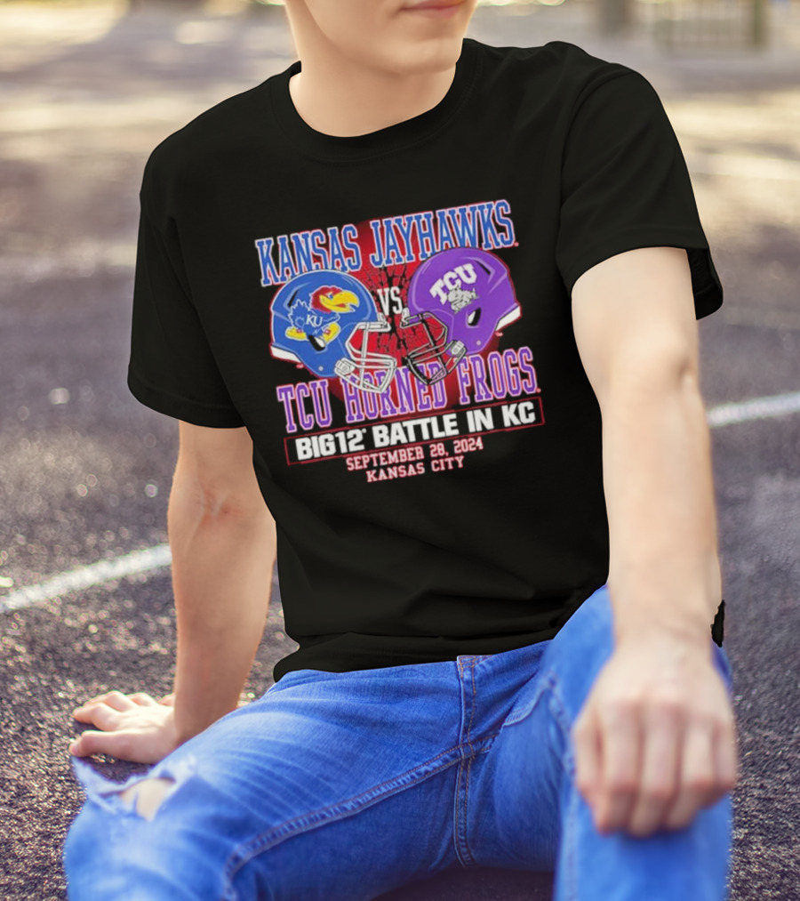 Kansas Jayhawks Vs TCU Horned Frogs Big 12 Battle In Kansas City September 28, T-Shirt