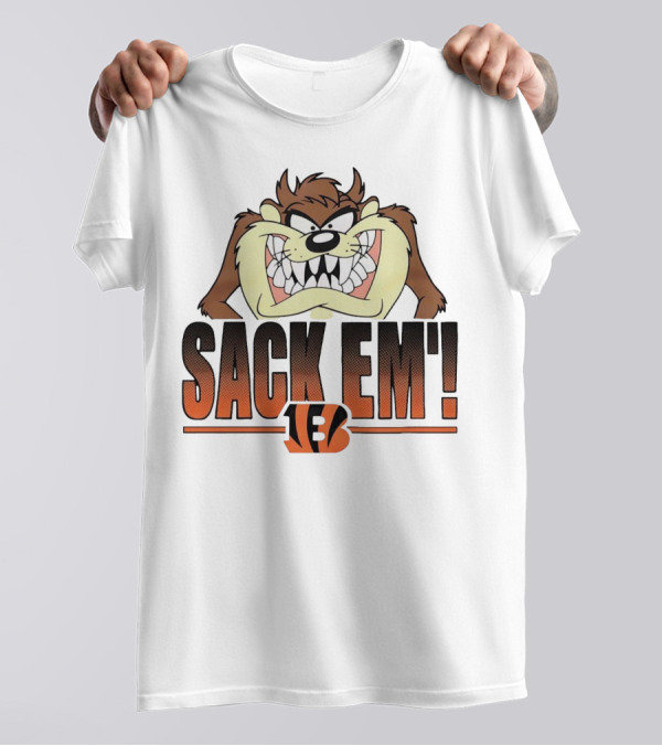 Looney Tunes Taz Sack Em Cincinnati Bengals NFL TFB T-Shirt