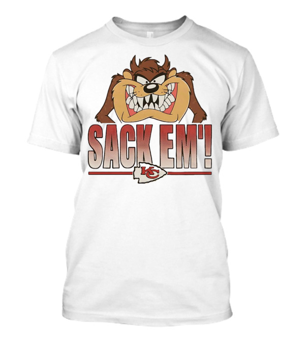 Looney Tunes Taz Kansas City Chiefs Sack 'Em KC T-Shirt