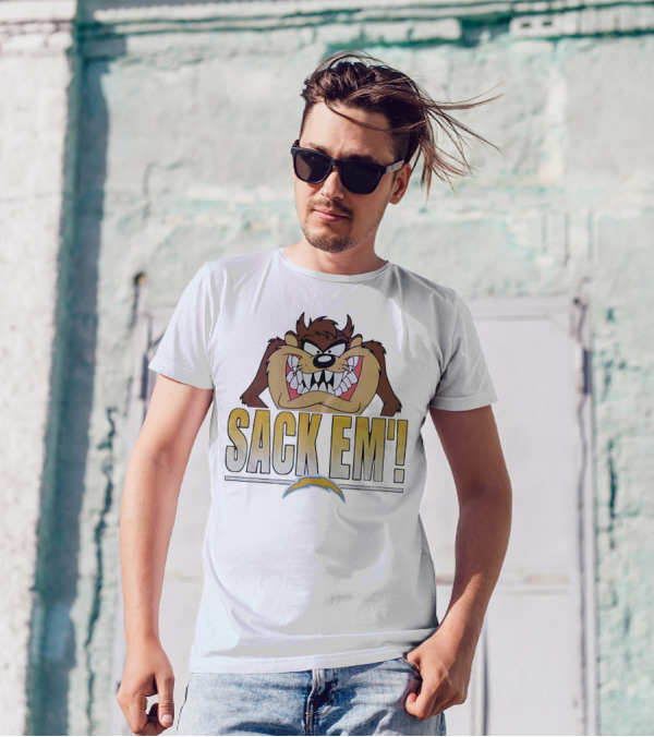 Looney Tunes Taz Sack 'Em Los Angeles Chargers T-Shirt