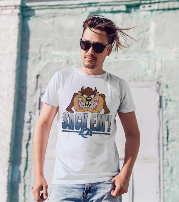 Looney Tunes Taz Sack Em LA Los Angeles Rams T-Shirt