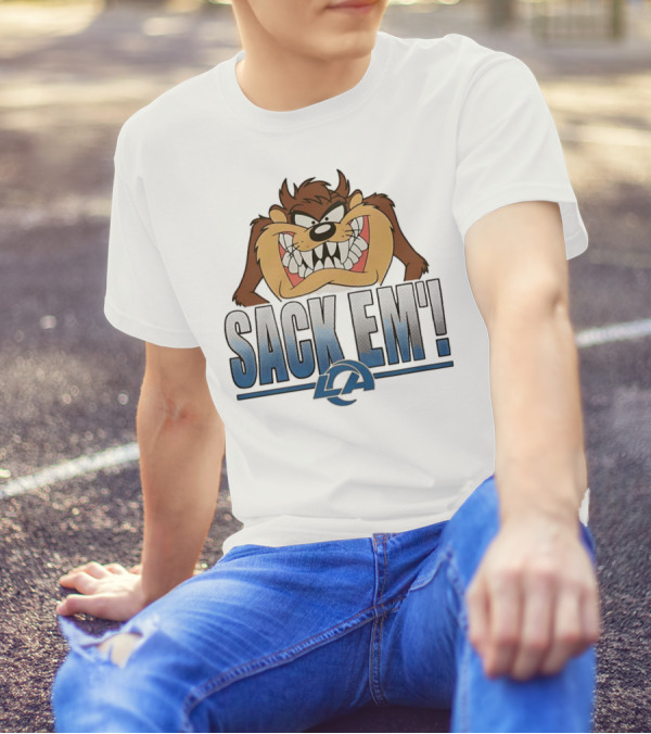 Looney Tunes Taz Sack Em LA Los Angeles Rams T-Shirt