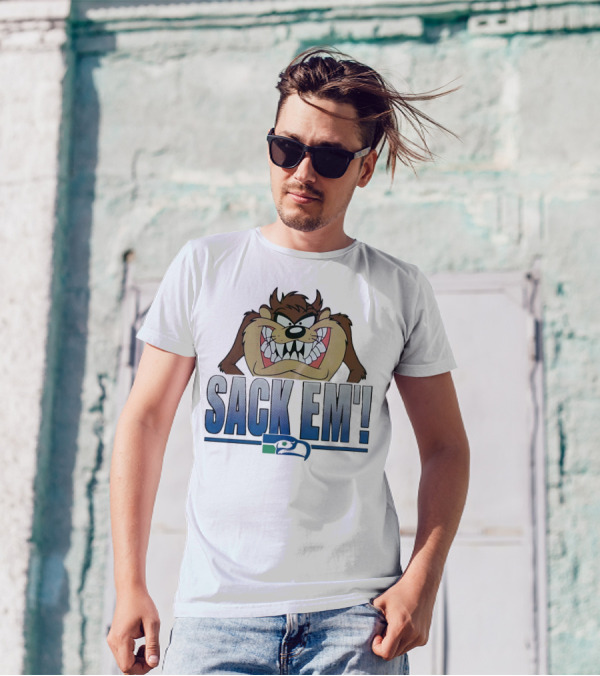 Looney Tunes Taz Sack Em Seattle Seahawks T-Shirt