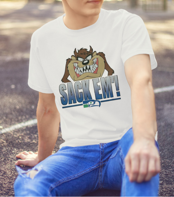 Looney Tunes Taz Sack Em Seattle Seahawks T-Shirt