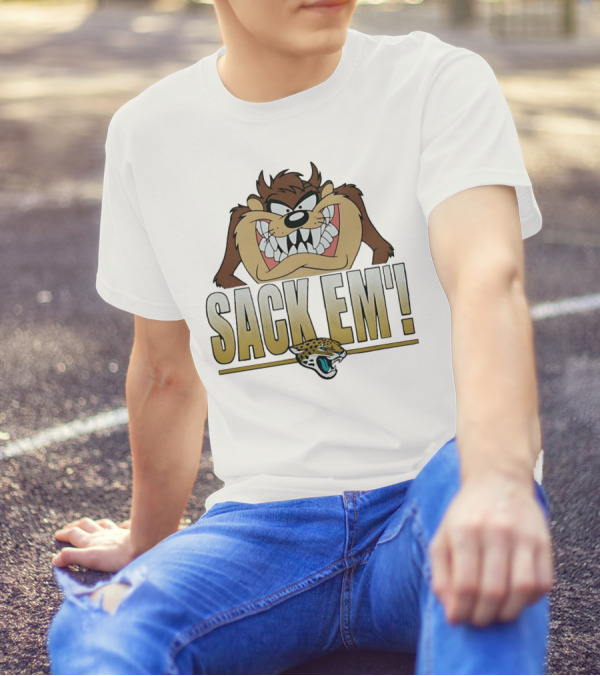 Looney Tunes Taz Sack Em Jacksonville Jaguars T-Shirt