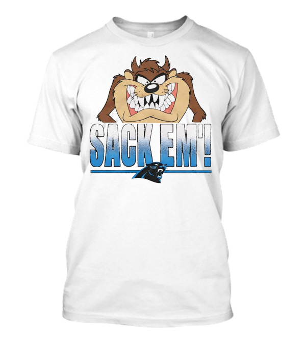 Looney Tunes Taz Carolina Panthers Sack Em With Panther T-Shirt