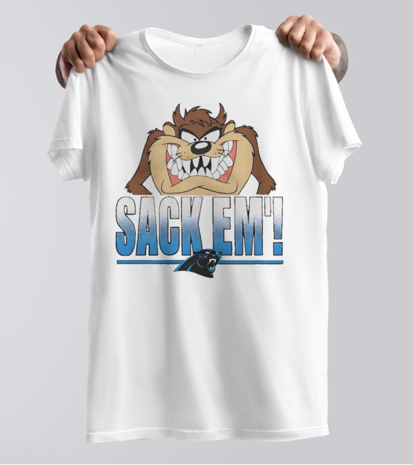 Looney Tunes Taz Carolina Panthers Sack Em With Panther T-Shirt