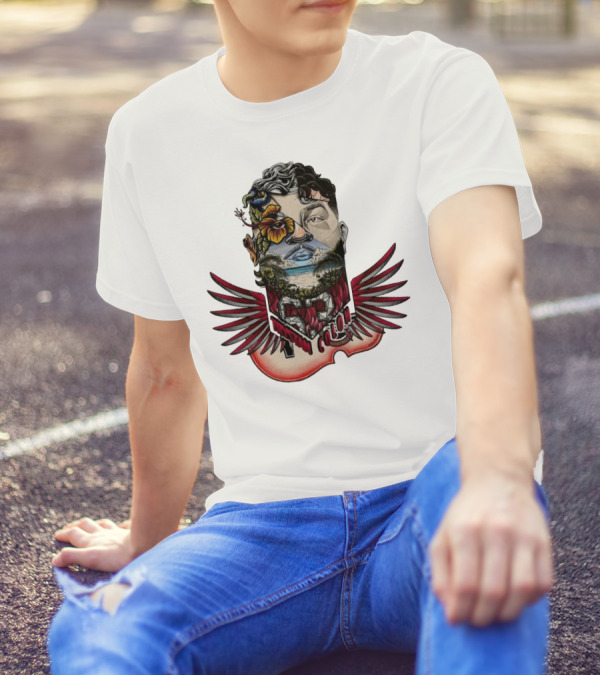 Trystan Colon Arizona Cardinals Herencia Latina Artful Portrait With Floral And Wing Elements T-Shirt