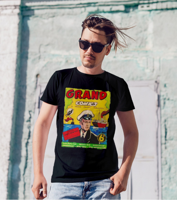 Grand Comics No 52 Captain Jerry Winters Bird Ship Supa Dupa Man Shadowman Prendergast Miss Information T-Shirt