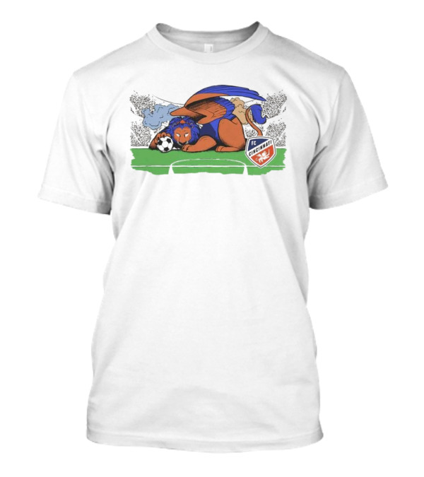 Next Gary The Lion FC Cincinnati Mythical Winged Lion With Soccer Badge T-Shirt