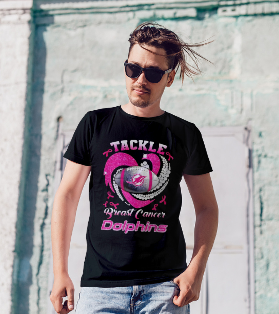 Tackle Breast Cancer Dolphins Football Awareness T-Shirt