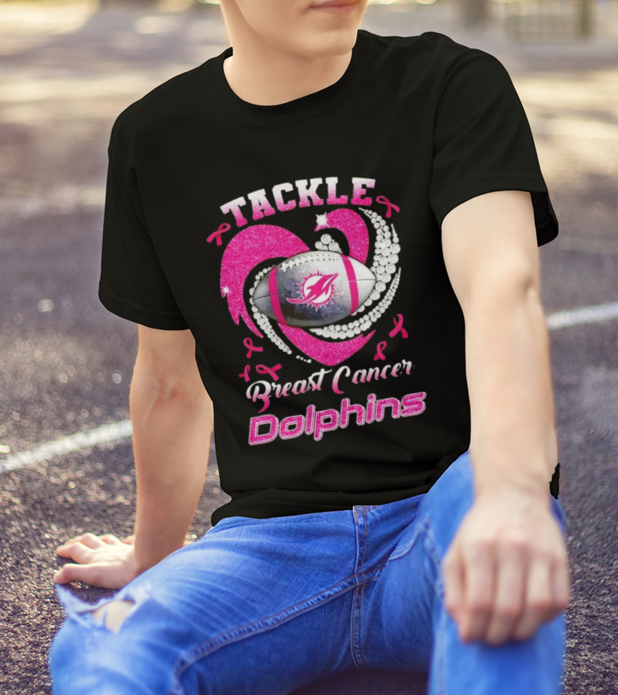Tackle Breast Cancer Dolphins Football Awareness T-Shirt