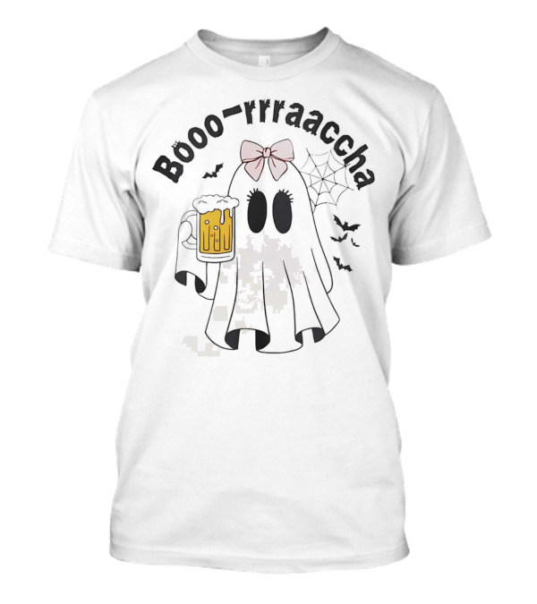 Booo-rraaaccha Ghost With Beer And Bats Halloween T-Shirt