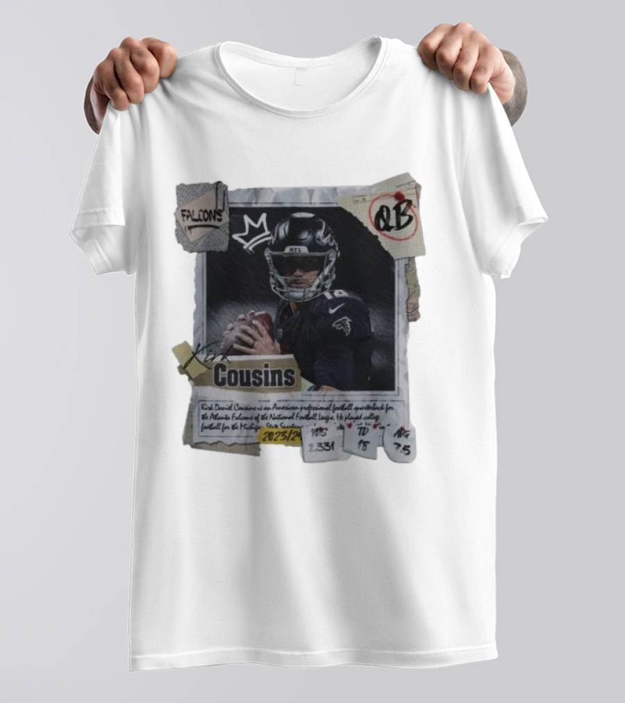 Kirk Cousins Atlanta Falcons QB 2023/24 2331 Yards 18 TD 7.5 AVG T-Shirt