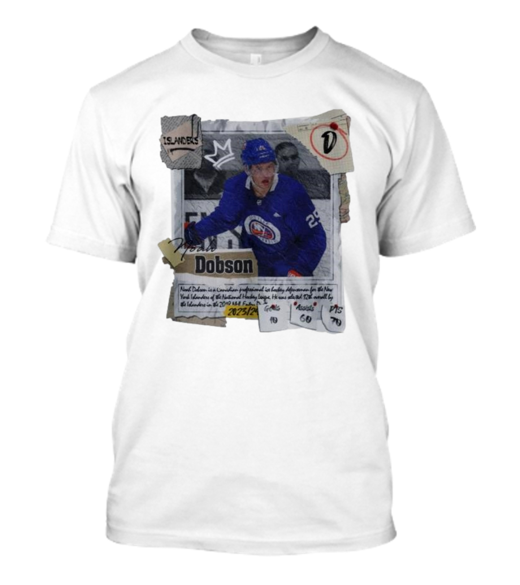 Noah Dobson New York Islanders 2023/24 Goals 10 Assists 60 PTS 70 T-Shirt