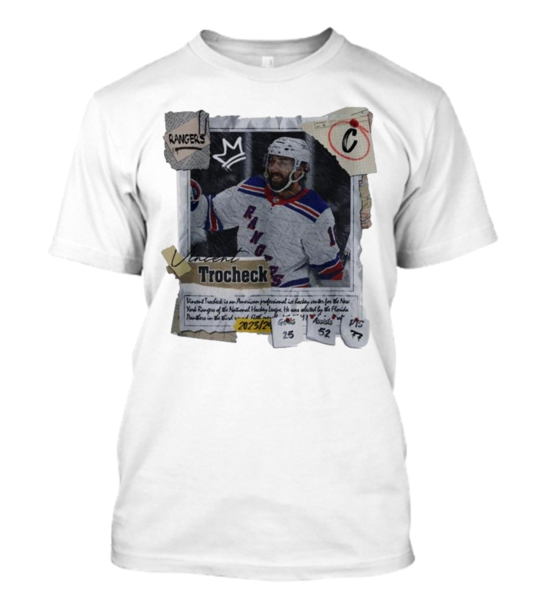 Vincent Trocheck New York Rangers Center 2023/24 Goals 25 Assists 52 PTS 77 T-Shirt