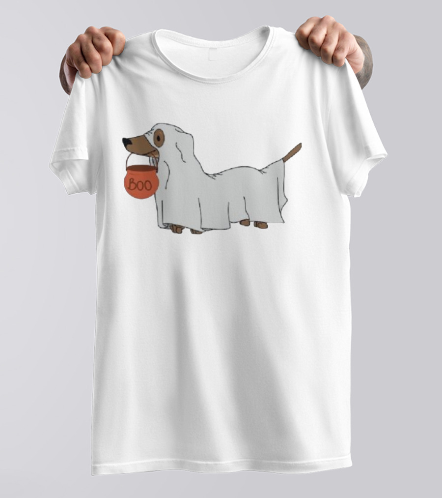 Halloweenies Dog Boo Ghost Costume With Pumpkin Boo T-Shirt