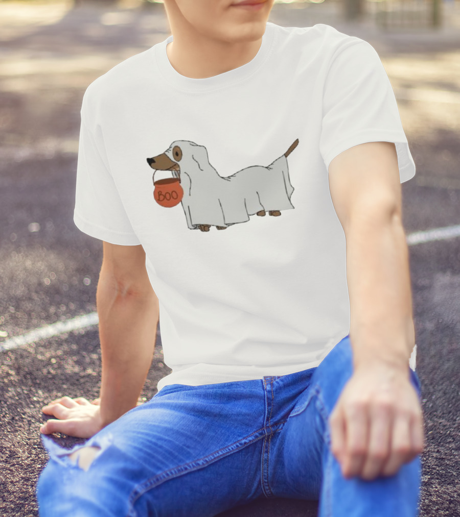 Halloweenies Dog Boo Ghost Costume With Pumpkin Boo T-Shirt