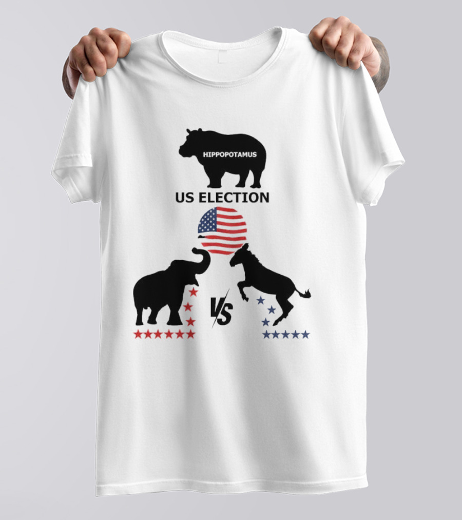 Hippopotamus US Election Elephant Vs Donkey American Flag T-Shirt