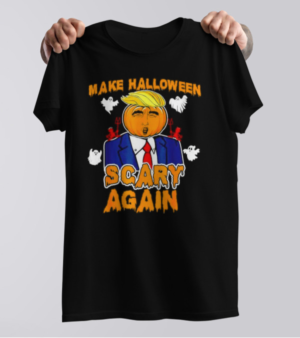 Make Halloween Scary Again Trump Pumpkin With Ghosts And Devils T-Shirt