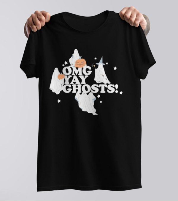 OMG Yay Ghosts Halloween Pumpkins Stars Spooky Fun T-Shirt