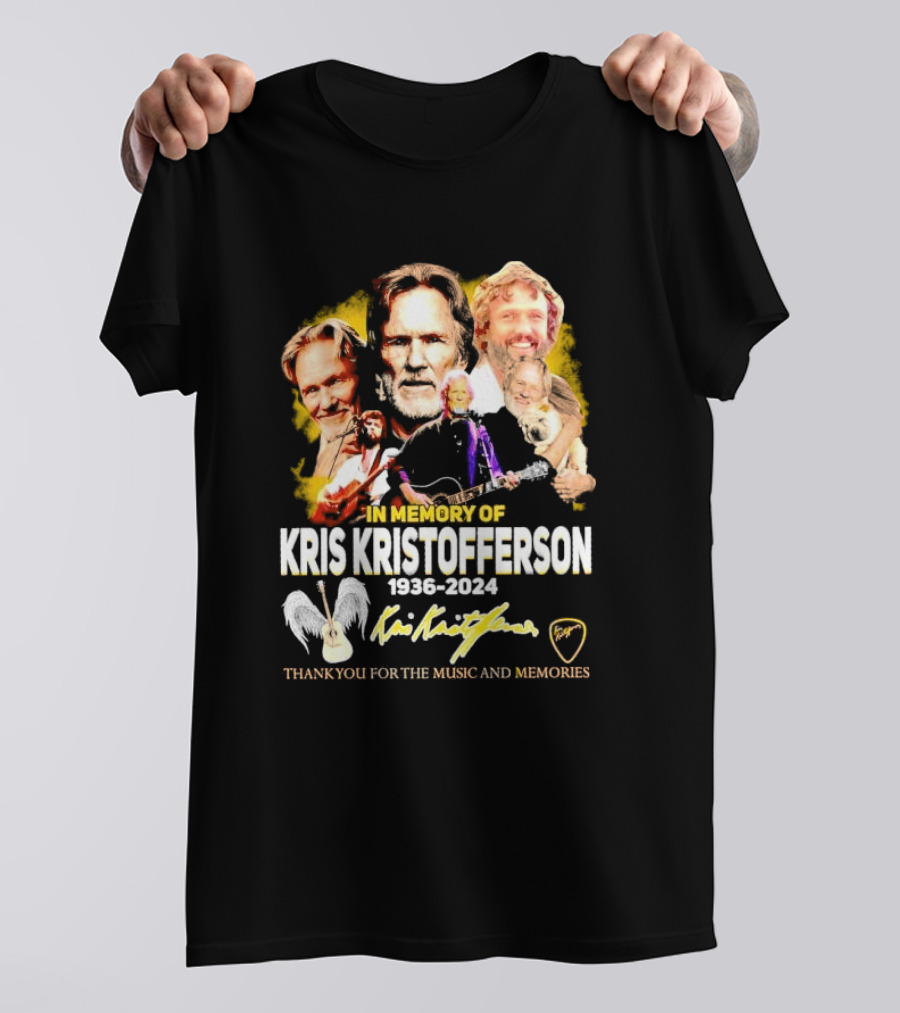 In Memory Of Kris Kristofferson 1936-2024 Thank You For The Music And Memories T-Shirt