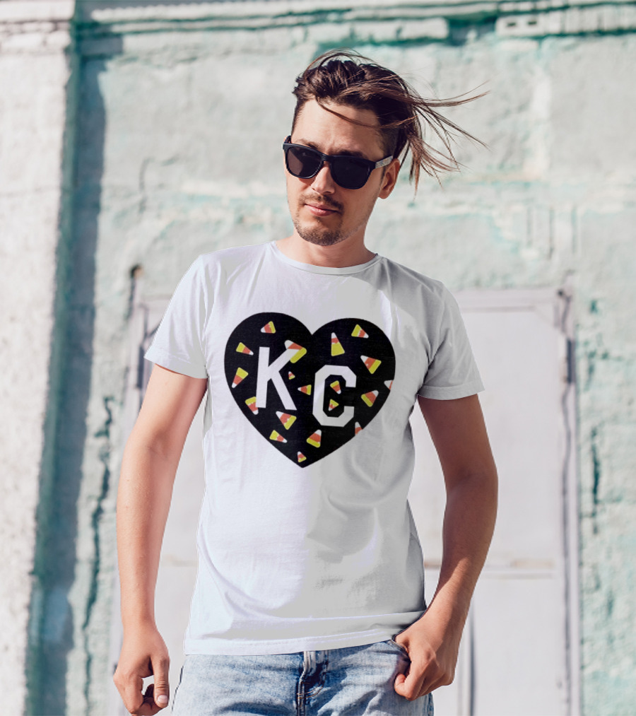 KC Candy Corn Heart Halloween T-Shirt