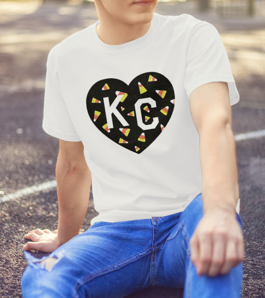 KC Candy Corn Heart Halloween T-Shirt
