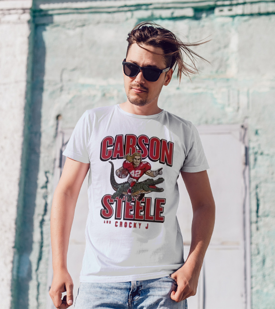 Carson Steele Riding Crocky J Football Kansas City Chiefs T-Shirt