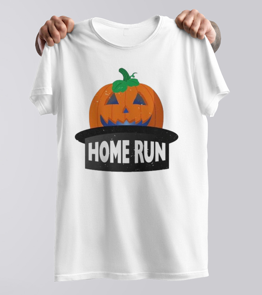 New York Mets Mashing Pumpkins Home Run Halloween Jack-o'-Lantern T-Shirt