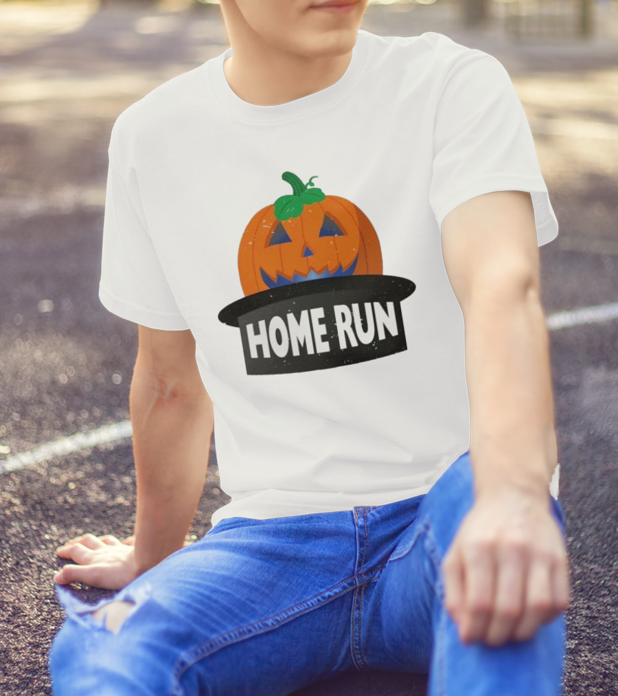 New York Mets Mashing Pumpkins Home Run Halloween Jack-o'-Lantern T-Shirt