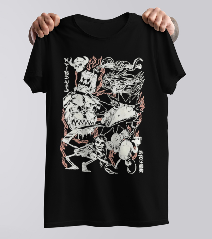 Moist Global Moist Boys 2024 Skeleton Pizza Monster Car T-Shirt
