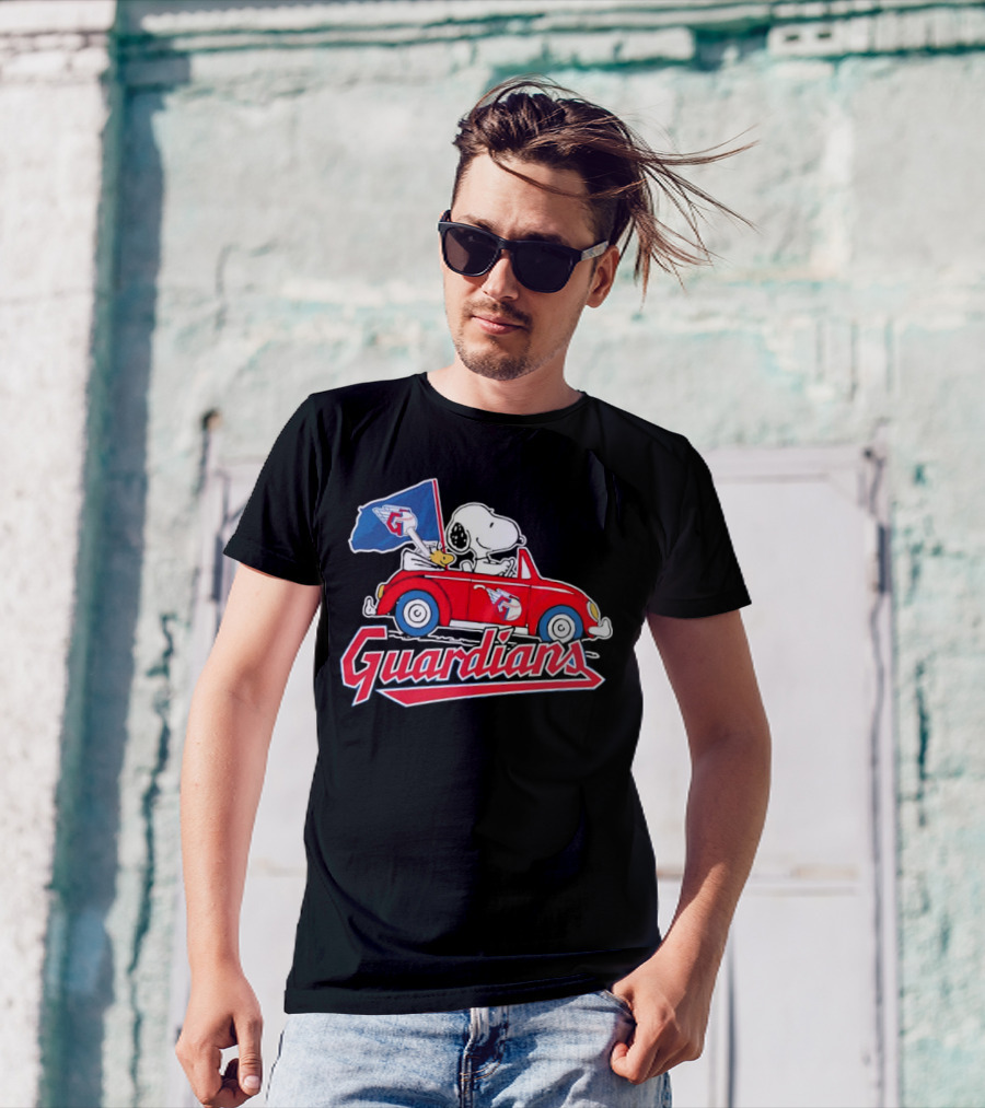 Snoopy And Woodstock Driving Guardians Car Cleveland Guardians T-Shirt