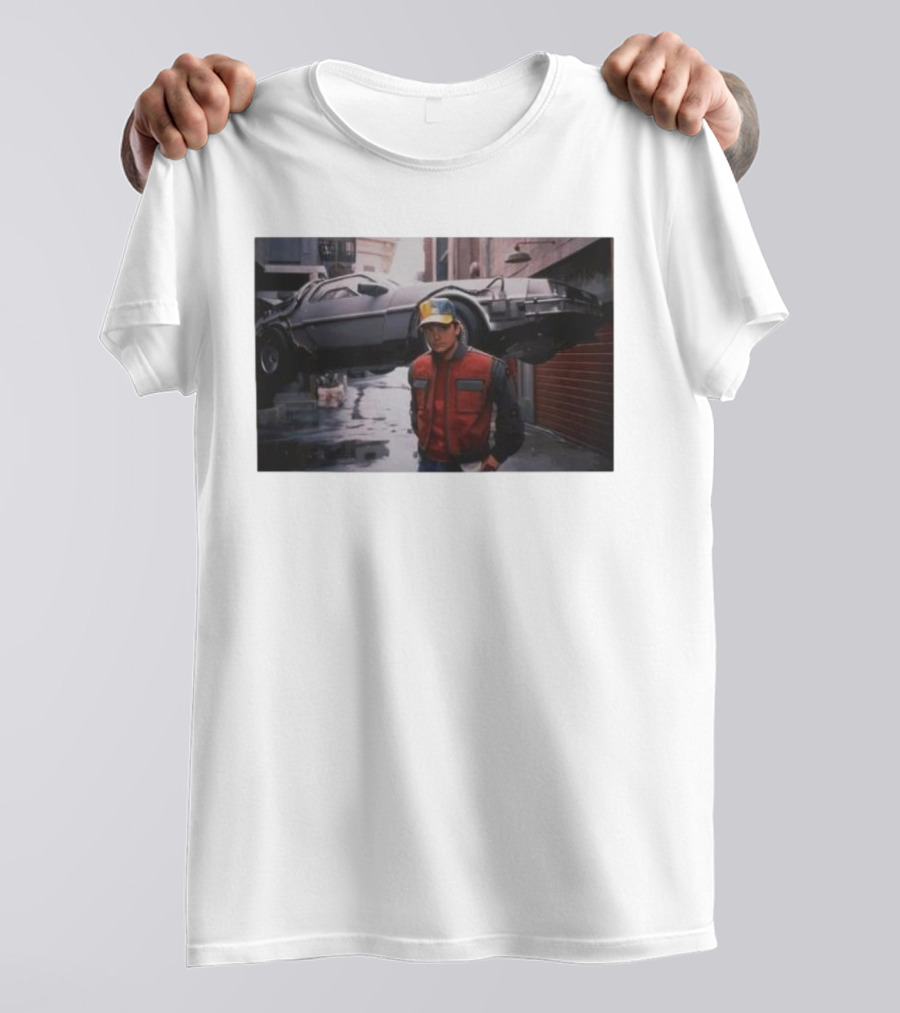 Back To The Future Marty McFly Michael J. Fox DeLorean Iconic Scene T-Shirt