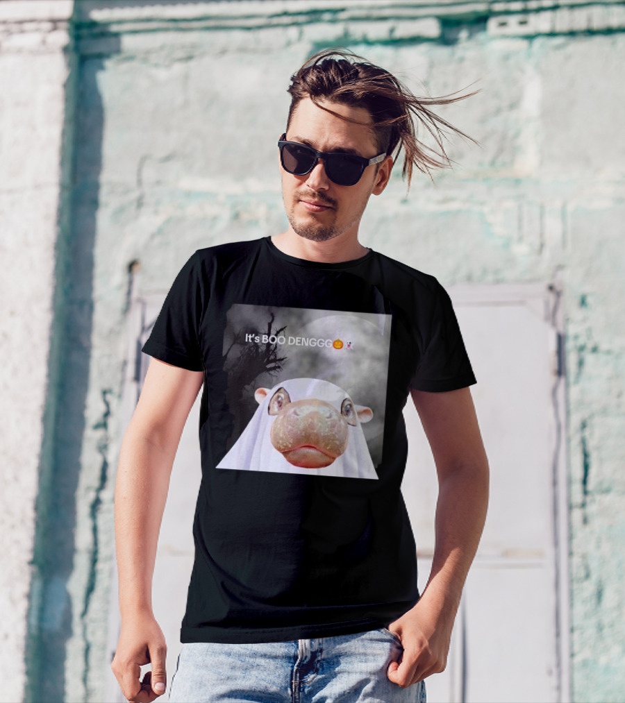 It’s BOO DENGGG Hippo Ghost Halloween Moon Tree T-Shirt