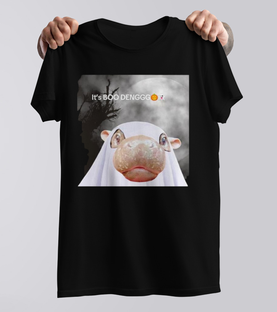 It’s BOO DENGGG Hippo Ghost Halloween Moon Tree T-Shirt