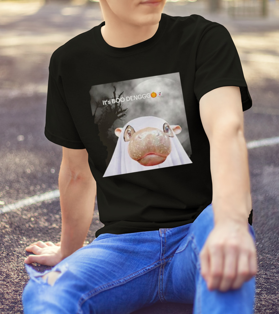 It’s BOO DENGGG Hippo Ghost Halloween Moon Tree T-Shirt