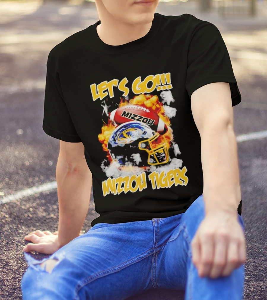 LET'S GO MIZZOU TIGERS FOOTBALL HELMET FIREBALL T-Shirt