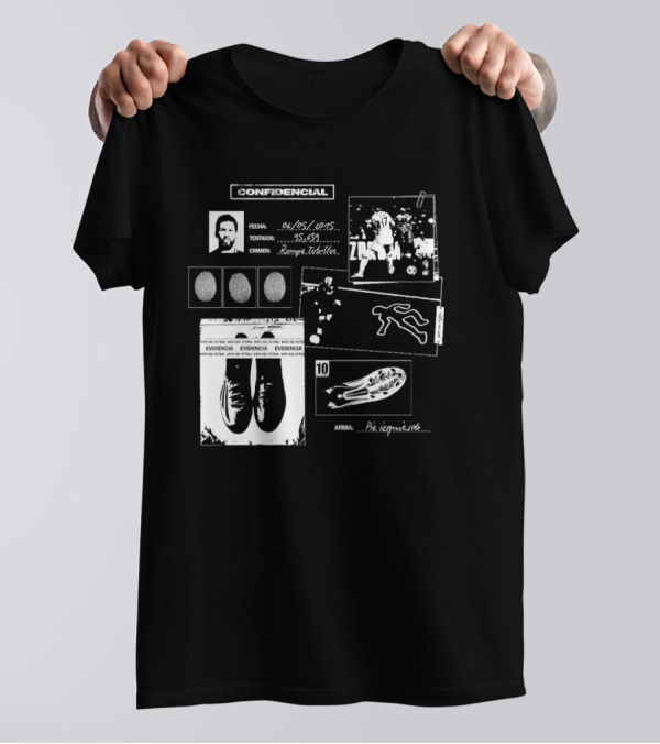 Confidencial Messi Case Files Evidence Report Crime Investigation Football Icon Footprint Fingerprints T-Shirt