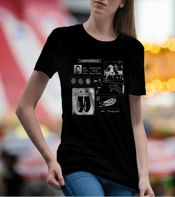 Confidencial Messi Case Files Evidence Report Crime Investigation Football Icon Footprint Fingerprints T-Shirt