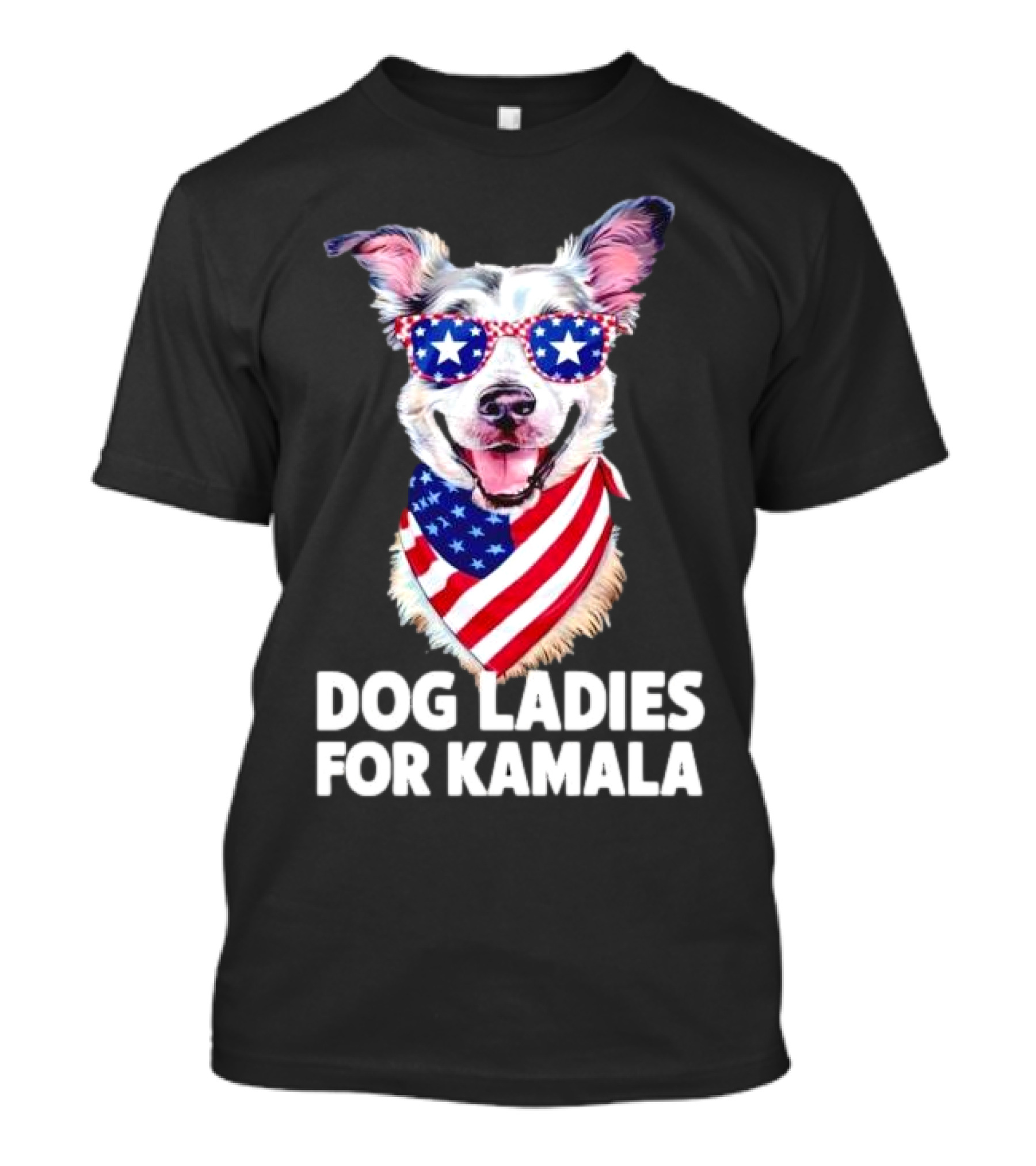 Dog Ladies For Kamala Patriotic Dog In T-Shirt