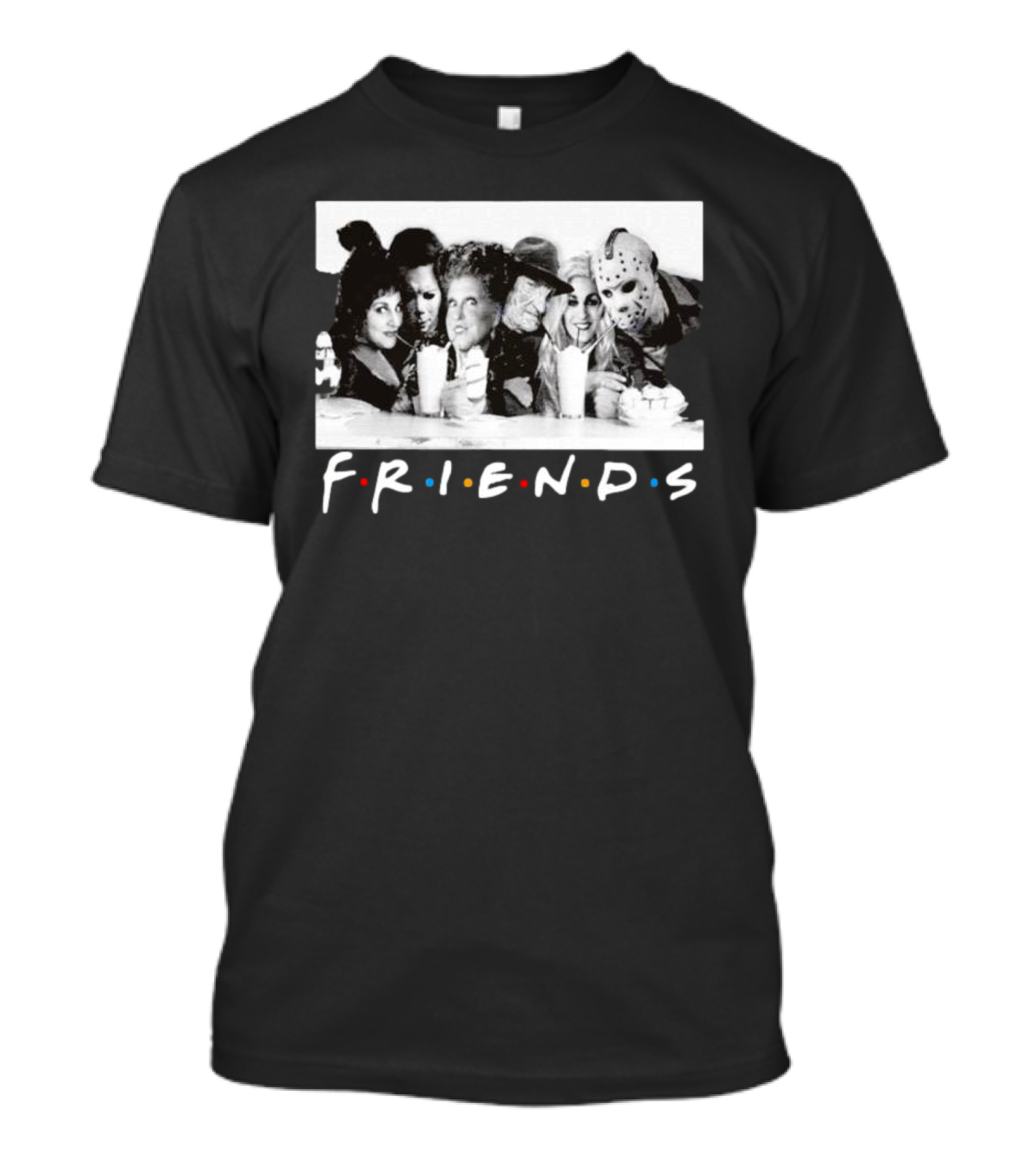 Halloween Horror Icons Gathered As Friends T-Shirt