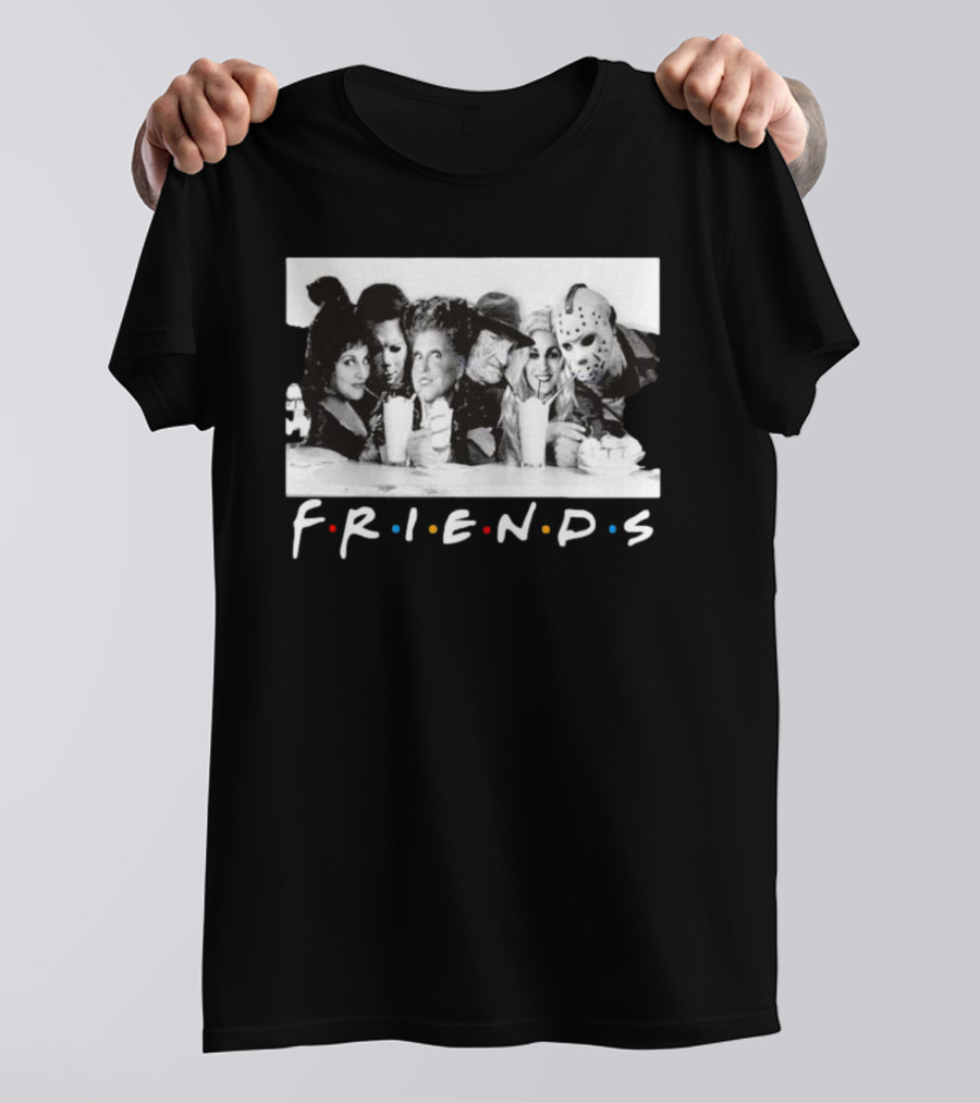 Halloween Horror Icons Gathered As Friends T-Shirt