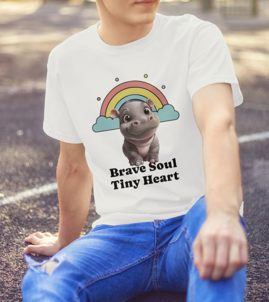 Brave Soul Tiny Heart Hippo With Rainbow T-Shirt